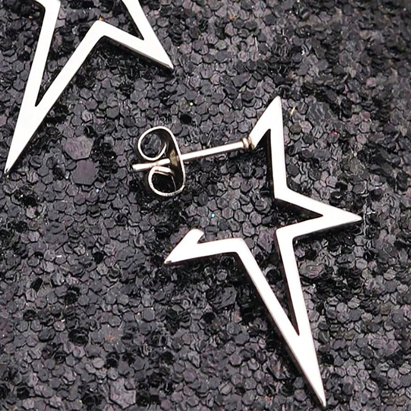 Pendiente de estrella grande Punk Harajuku para mujer, pendiente con pentagrama de Metal alienígena ahuecado Irregular, joyería Y2K de tendencia para chica guay,