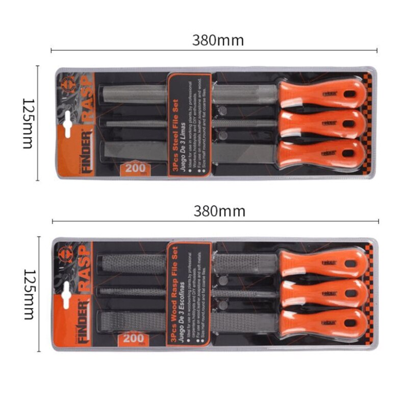 Durable Wood /Steel File Set Tools 3 Pcs for Plastic Wood Soft Metal and More