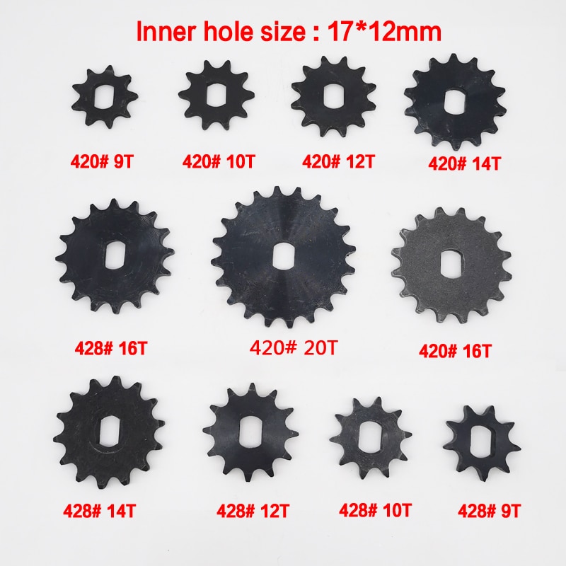 Bm1418 zxf 9t 10t 12t 14t 16t 420 428 elektriske trehjulede kædehjul til kædedrev cykel motorcykel gear børsteløs dc motor tandhjul