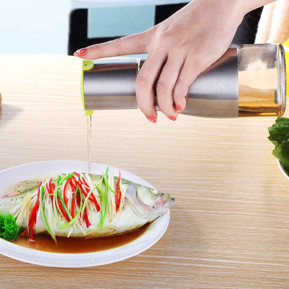 Stainless Olive Oil Bottle No Drip Olive Oil Container Vinegar Grill BBQ Kitchen Tools