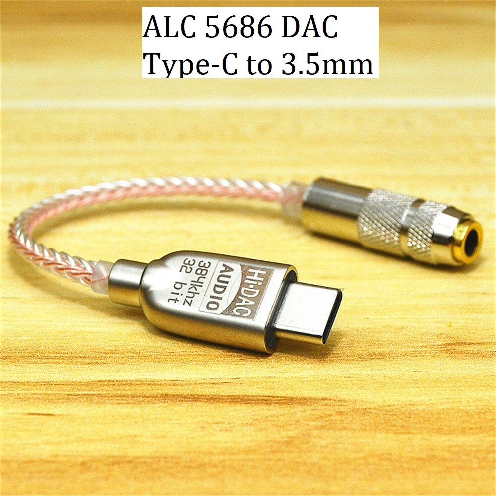 USB C DAC adaptateur casque Portable 32bit386kHz Hifi DSD600ohm amplificateur haute résistance-Type C à 3.5mm adaptateur Jack-ALC5686: ALC5686 DAC