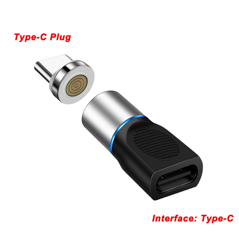 3A USB-C magnétique adaptateur de charge rapide Type C femelle à mâle convertisseur pour iPhone 11 SAMSUNG S20 Ultra S20 Note 10 + S10 9 QC3.0: Silver