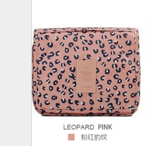 Imperméable à l'eau Portable Polyester voyage sac cosmétique Neceser sac de lavage suspendu neutre maquillage sac organisateur salle de bain sac de lavage: Leopard
