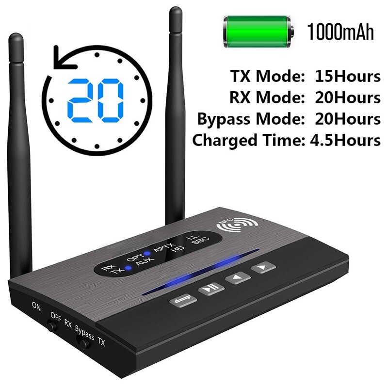 3In1 Bluetooth Adapter Transmitter / Receiver / Bypass Model Fiber Optic Bluetooth 5.0 for Speaker Sound Amplifier TV Computer