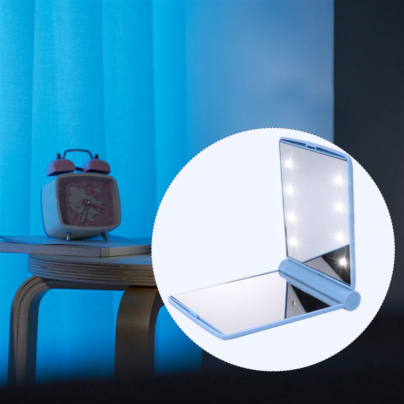 Foldbart led makeup spejl lys firkantet med tosidet håndholdt makeup spejl iøjnefaldende mini makeup spejl til udendørs rejser