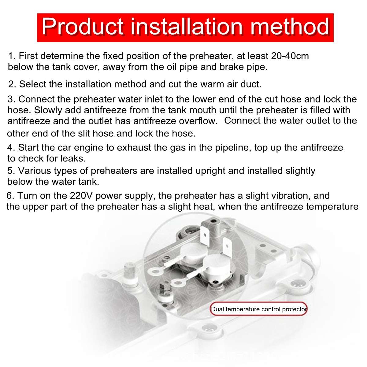 220V 1500W Car Engine Coolant Heater Preheater Motor Auto Heating Preheating Air Parking Heater With Russian User Manual EU