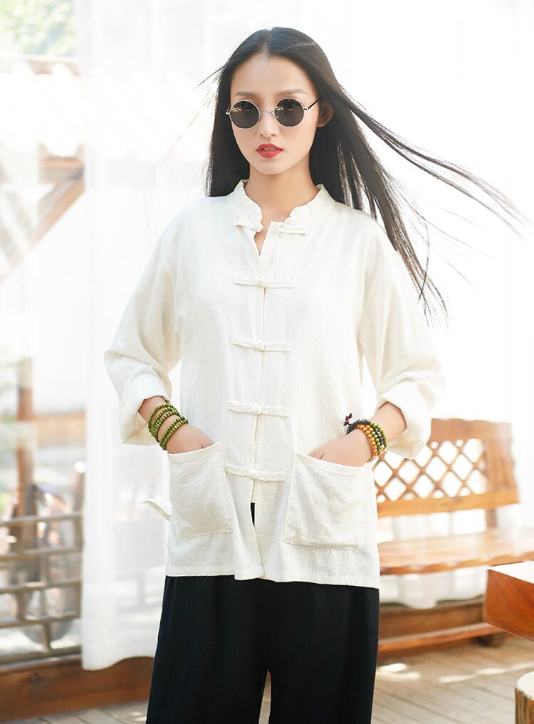 Spring With Tang LZJN Spring Long Sleeve Tang Suit Women Blouse Tra... – Grandado