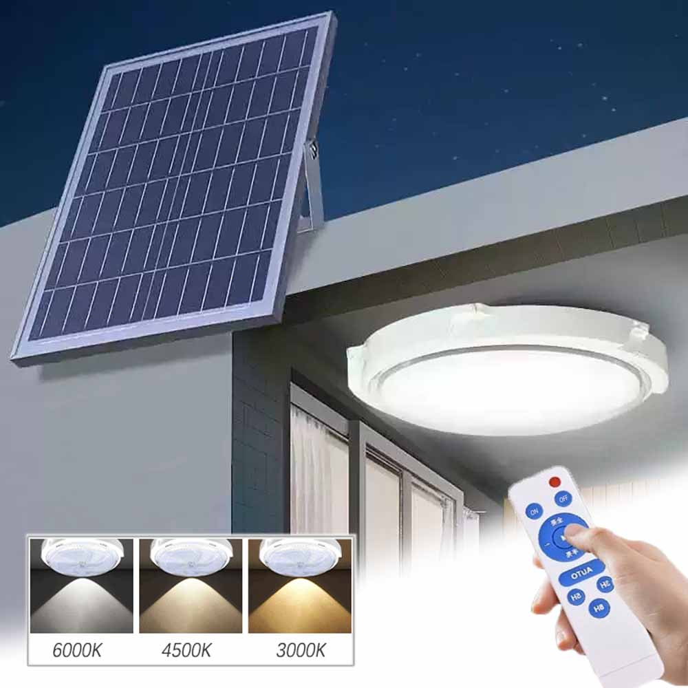 1 Juego de luces LED solares para balcón, iluminación para exteriores, jardín, porche, Control remoto de ahorro de energía, luces solares impermeables