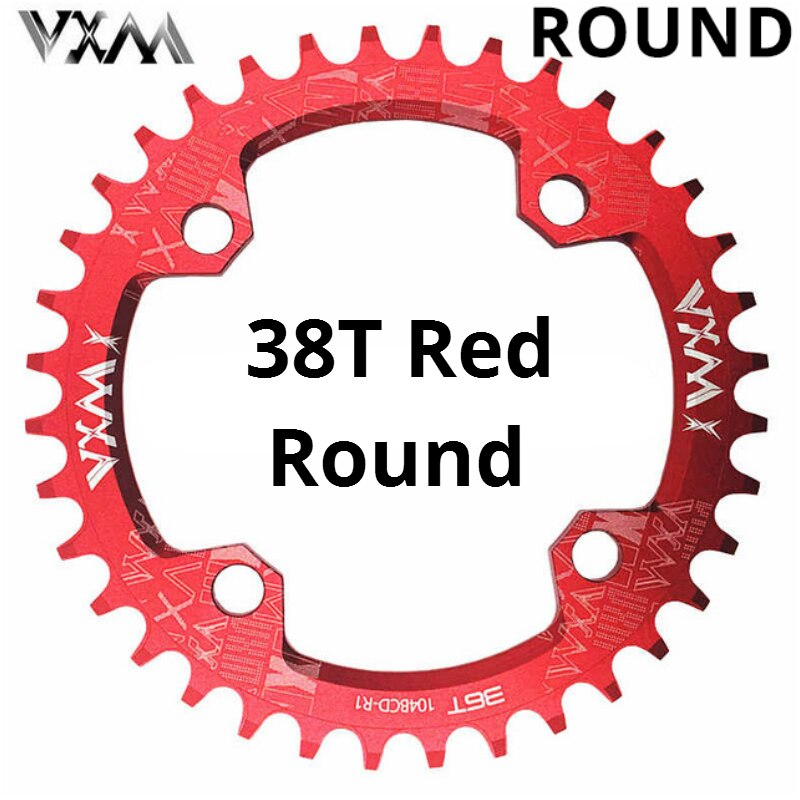 Plato ancho estrecho y ovalado vxm para bicicleta de montaña , 104bcd , 30t 32t 36t 34t 38t piezas de placa dentada, 104bcd .: 38t rondas rojas
