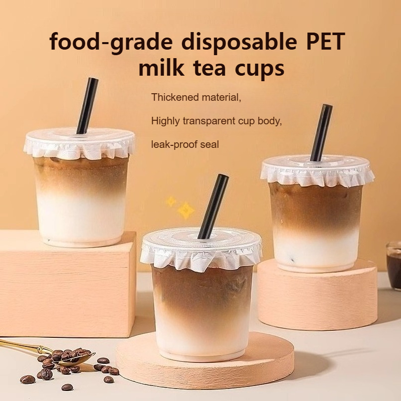 10 STKS Wegwerp Plastic Bekers met Deksels En rietje Thuis Restaurant Drinkwinkel Party Picknick Party Koffie melk thee kopjes