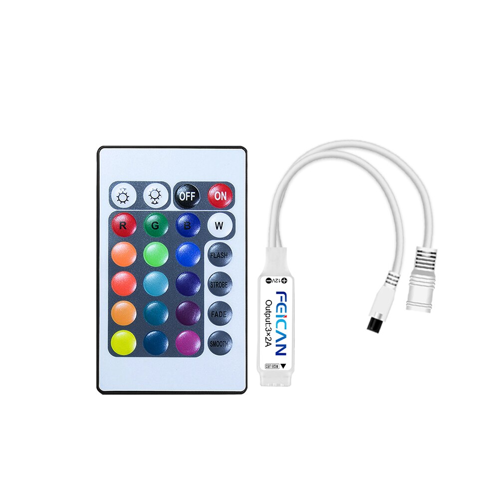 Led strip rgb controller  dc 12v mini controller switch  ir 24 key fjärrkontroll för 5050 2835 rgb led strip light: 24 nyckel en utgång
