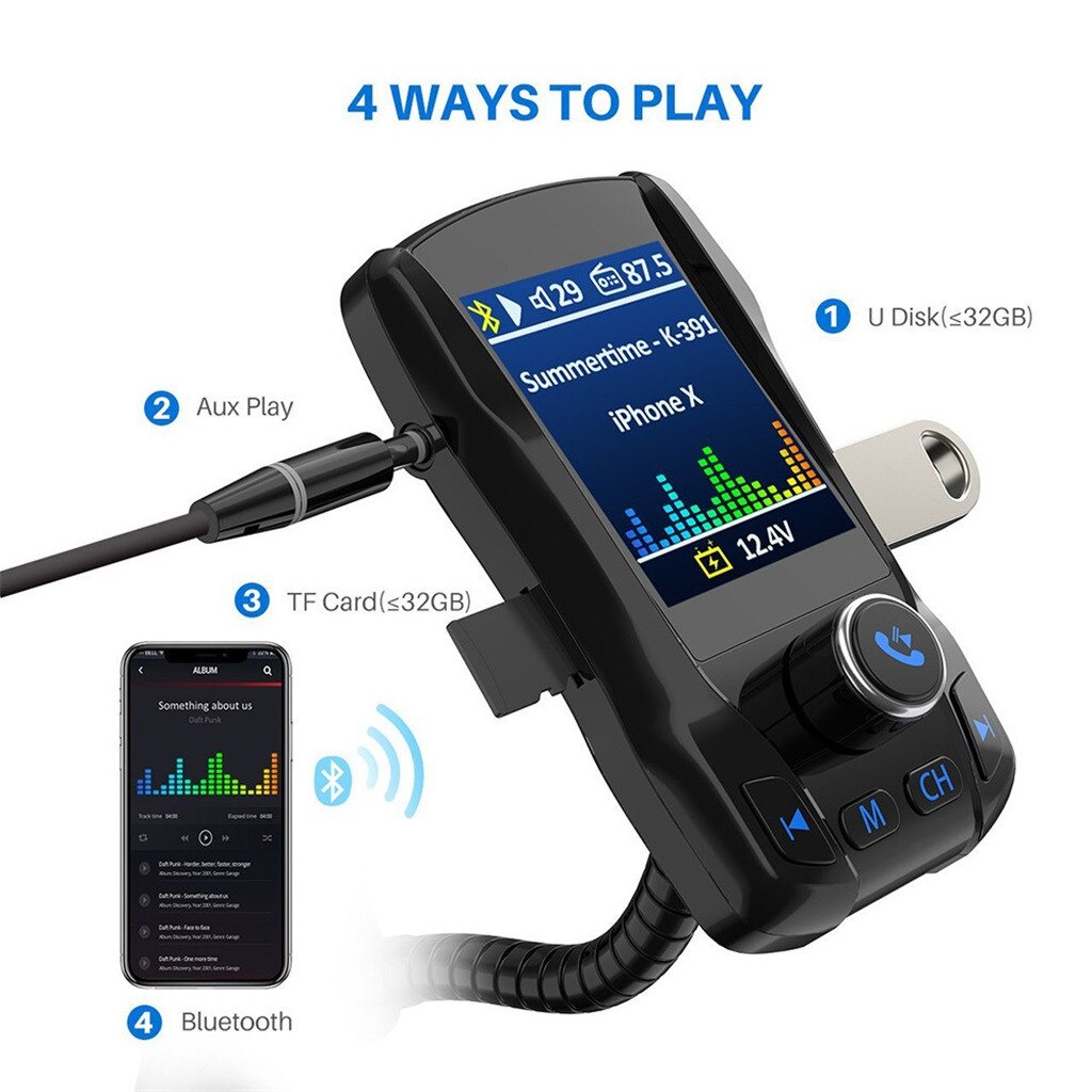 FM Transmitter Bluetooth hands-free Car MP3 Player FM Regulator Support USB Flash Drive SD Card USB Charger