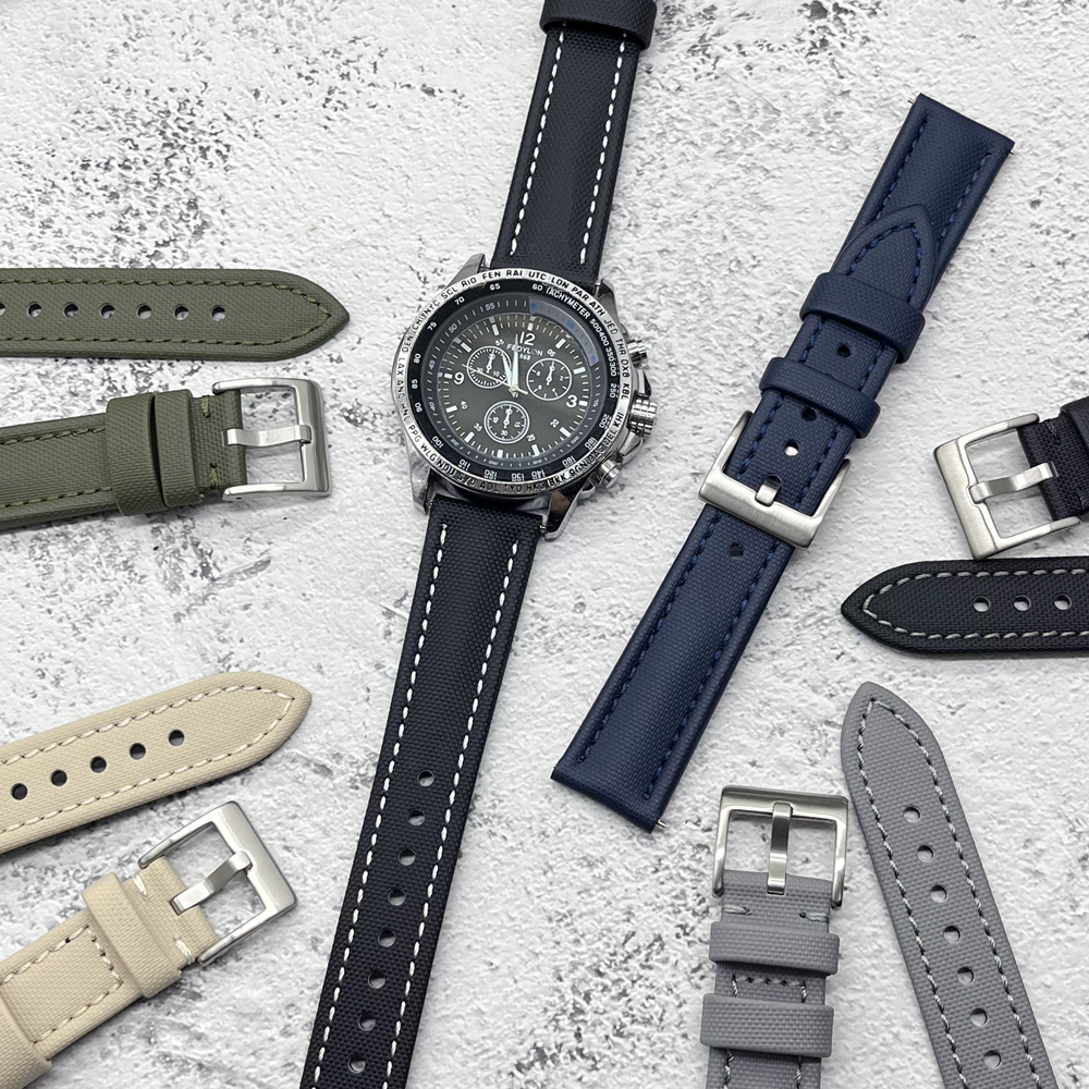 Waterdichte Canvas Horlogeband 18mm 19mm 20mm 21mm 22mm Stof Met Lederen Quick Release Horlogeband heren Polsband Accessoires
