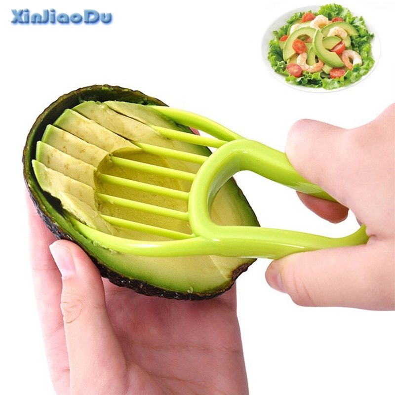 Rebanador de aguacate 3 en 1, rebanador de manteca de karité, pelador de frutas, separador de pulpa, cuchillo de plástico, utensilios para vegetales de cocina