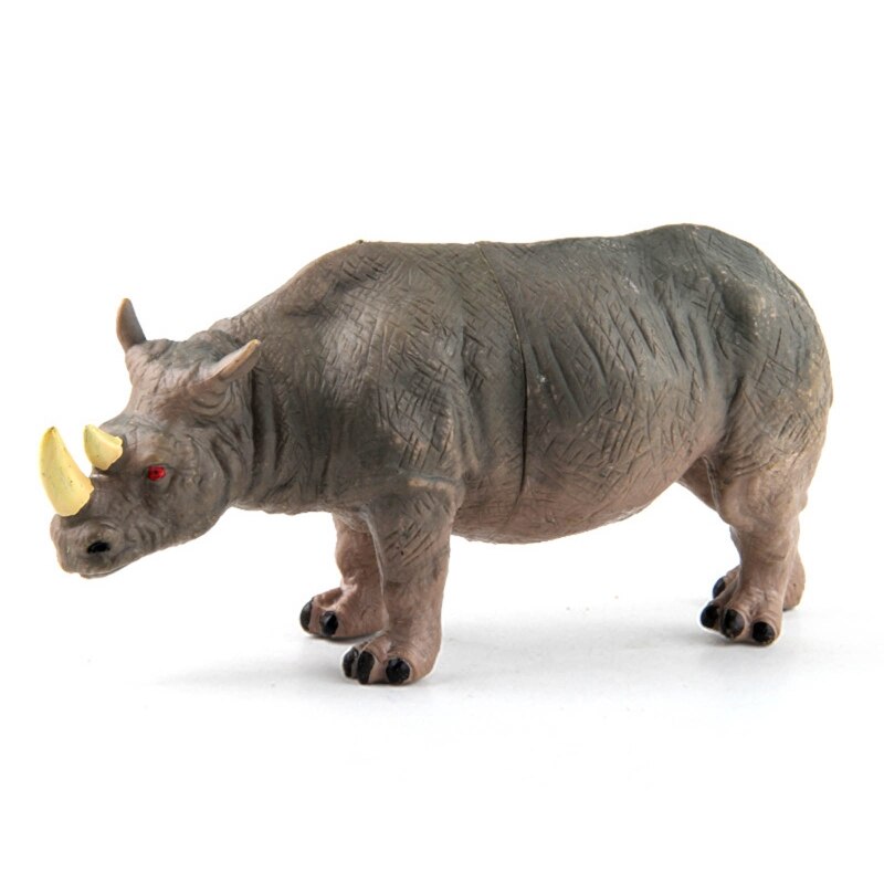 Mini Wild Plastic Animals Models Toys Kit Jungle Realistic Animal Figure Set: Rhino