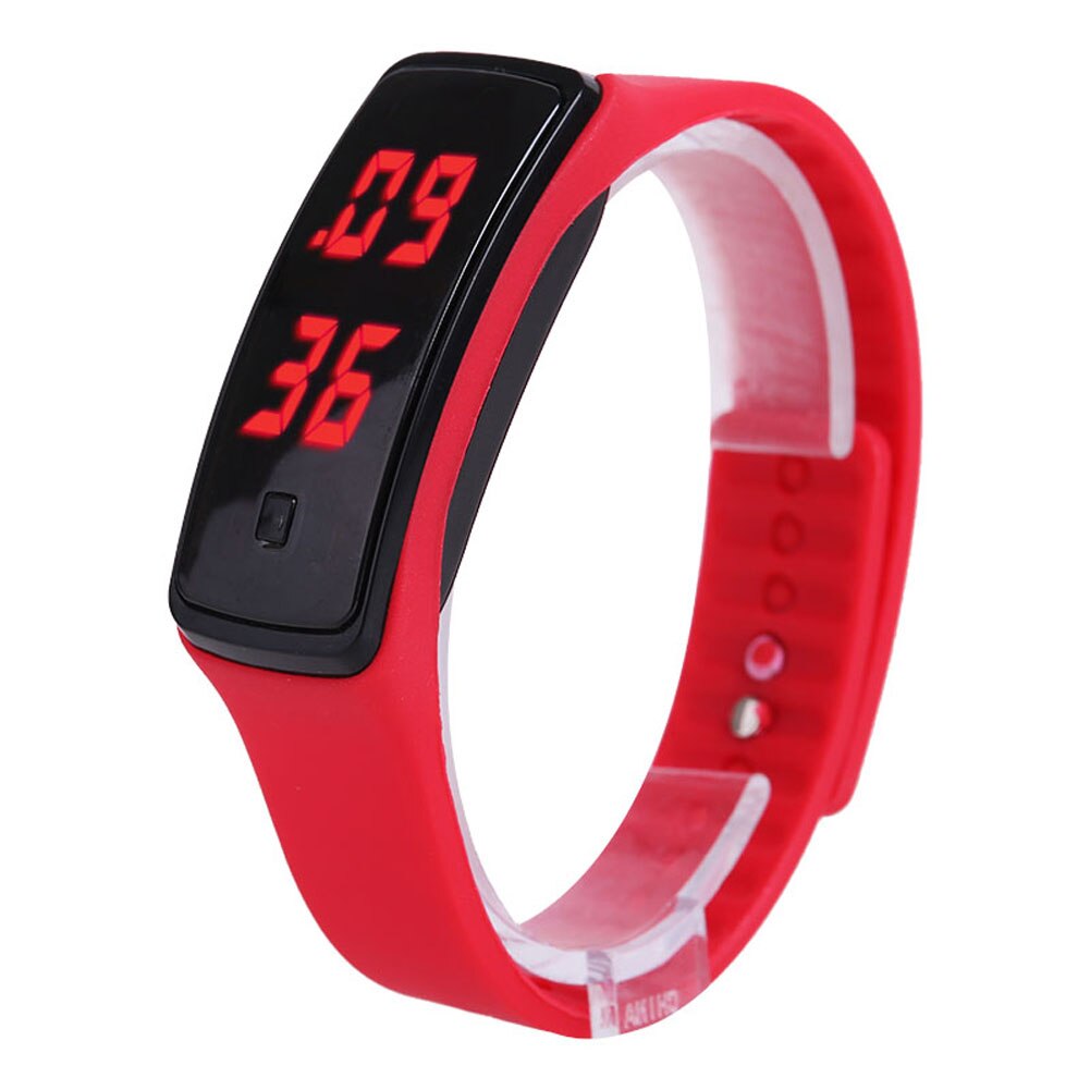 Sport LED Women Watches Candy Color Silicone Rubber Touchscreen Digital Watches Waterproof Bracelet Wrist Watch JAN88: Red