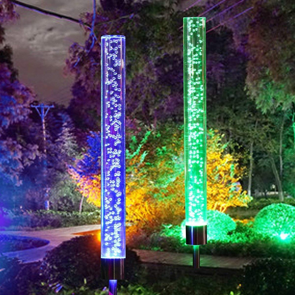2 stk solcellerørlys solenergiboble rgb fargeskiftende solcelledrevne stakelys for hageterrasse gårdsveidekorasjon