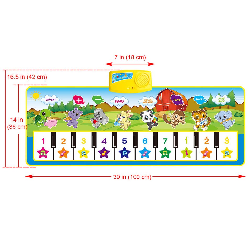 Alfombra de juego de Piano para bebé, Juguete Musical educativo grande para niños, superficie de actividades, desarrollo de suelo, alfombras para gatear para recién nacidos: Musical Mat 03