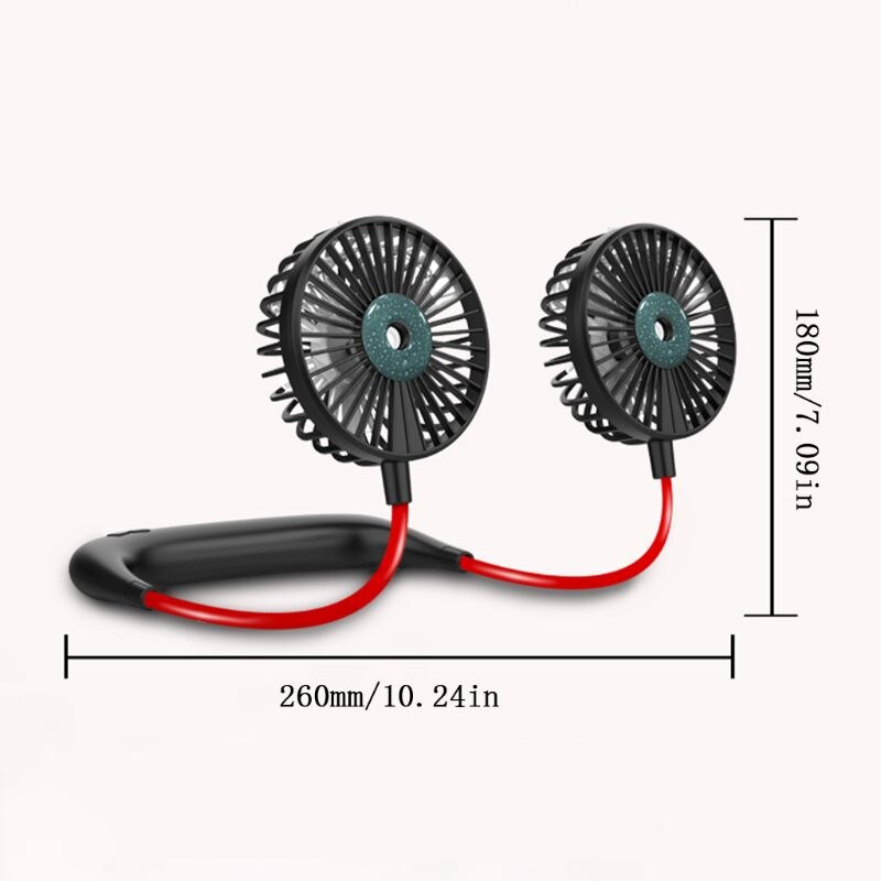 Ventilador de cuello colgante perezoso de , vaporizador de aire portátil ajustable, carga USB, ventilador de pulverización de agua de refrigeración