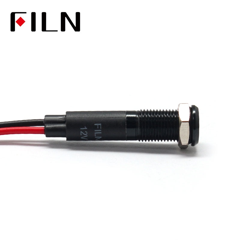 Filn 8mm bil instrumentbræt batteri fejl flag symbol led rød gul hvid blå grøn 12v led indikator lys med 20cm kabler