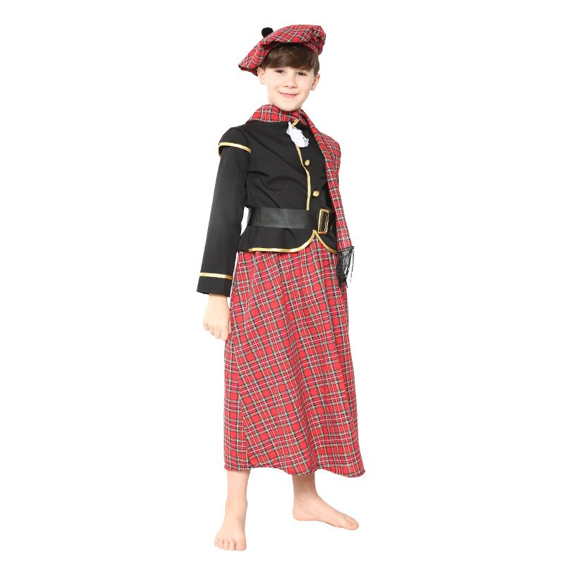 2020nuovo Tradizionale Scozzese Ragazzo costume per I Bambini tartan Abbigliamento di Halloween Carnevale Partito Prestazioni Mostra Nazionale Della Dogana
