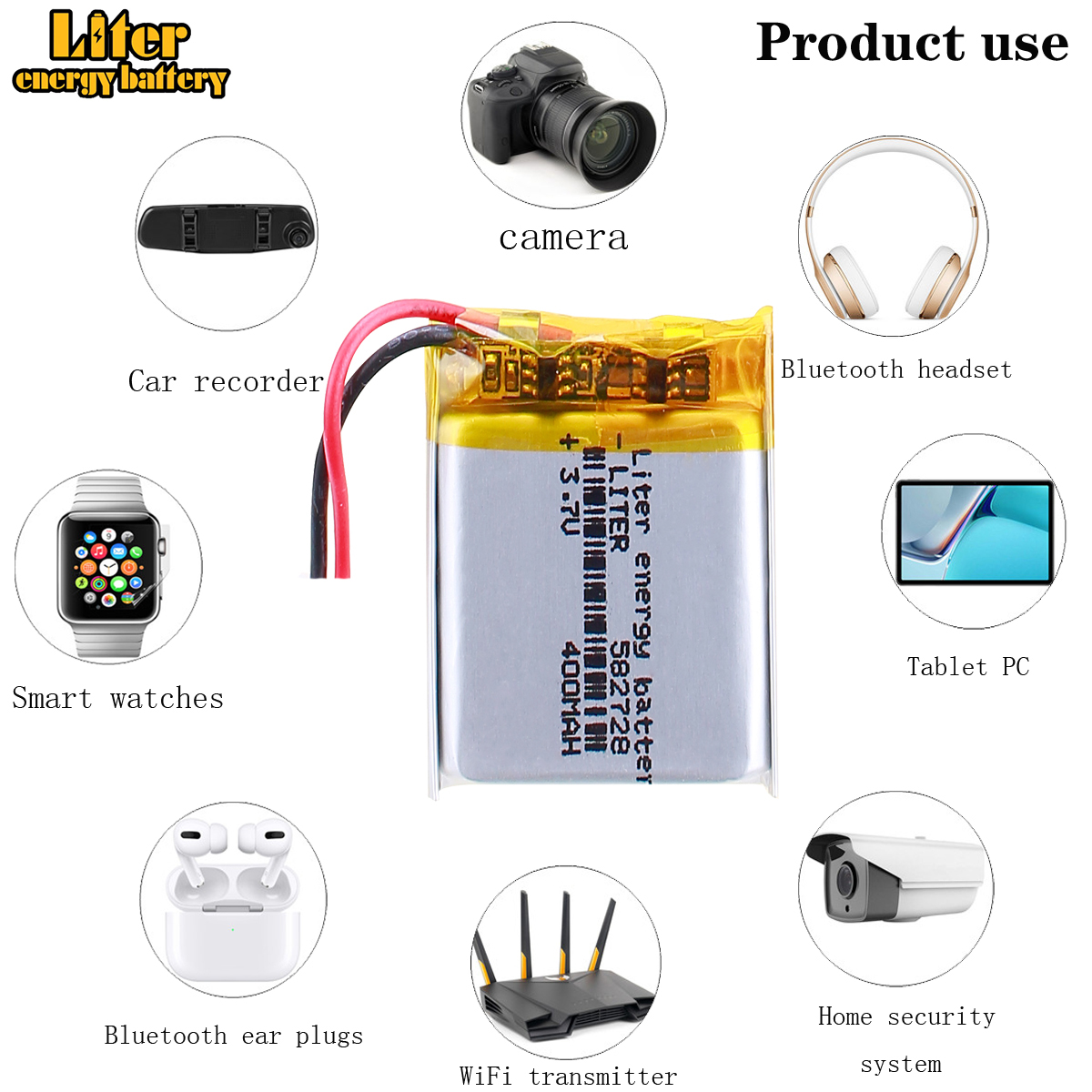582728 602530 583030 Litro di Energia 3.7v Al Litio Ricaricabile Batteria Ai Polimeri di 400mah Mp3/4 Bluetooth Radio di Monitoraggio Della Batteria