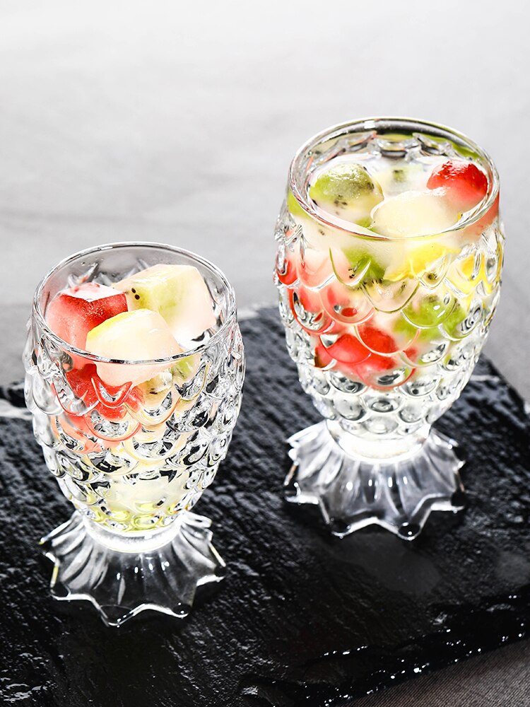 Fiskfjäll blyfri glasreliefkopp ananaskopp sjöjungfru ölkopp hushållsvatten kopp juice kopp
