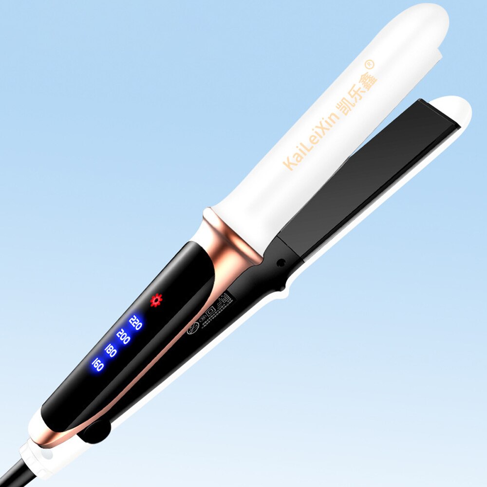 Fast Heat Curling Iron Hair Straightener Temperature Adjustment Flat Ceramic Heating Hair Straightening Iron Stylin: White