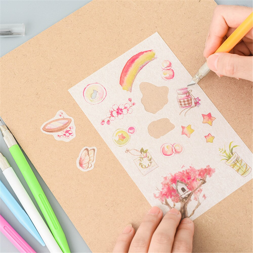 12pcs Blades Carving Utility Knife Set Art Tools Sticker Paper Cutting Tool Craft Art Paper Cutter Washi Tape School Supplies