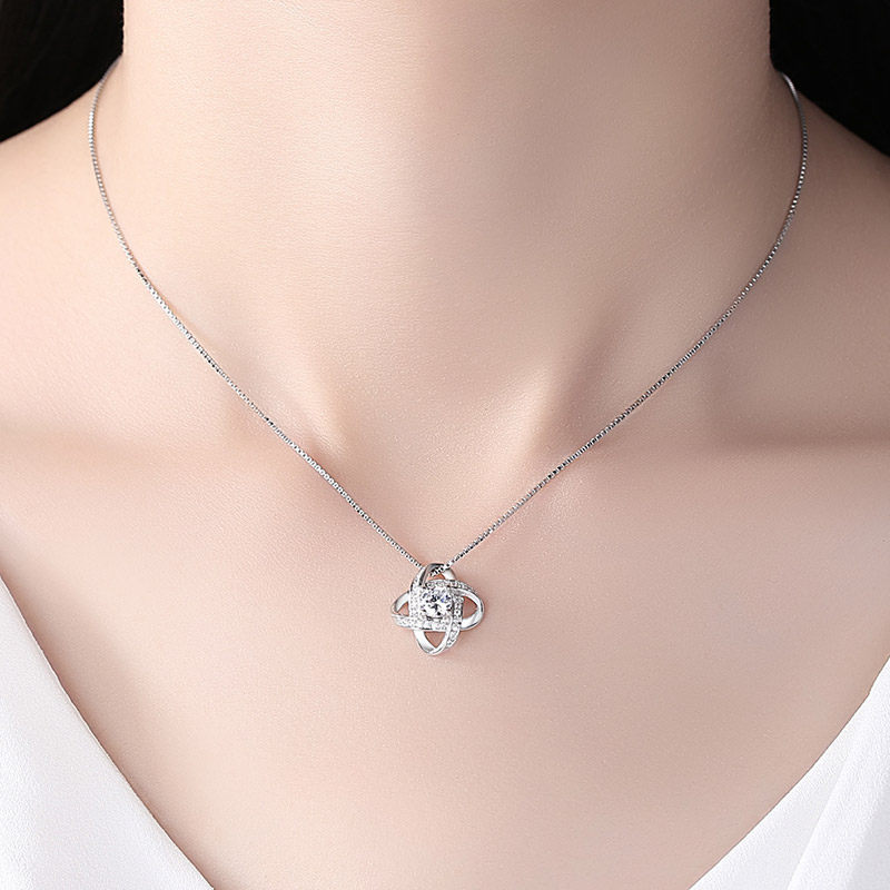 ANENJERY Glitzernde Zirkon Universum Planet Stern Schmuck einstellen 925 Sterling Silber Halskette Ohrring einstellen Für Frauen Hochzeit Schmuck
