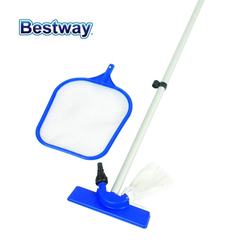 58013 Bestway 2.03m Kit de nettoyage spécial pour piscine 80 "Kit d'entretien: écumeur de fonte propre + poteau de balai Al pour piscine