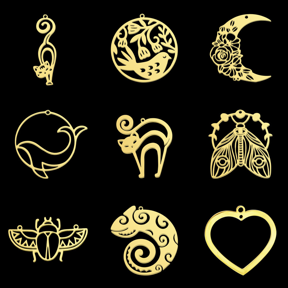 Rvs Geometrische Minimalistische Diy Earring Hanger Charms Angel Wing Ketting Maken Kat Chameleon Dolfijn