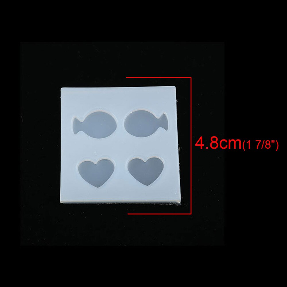 silicone Stampo in Resina per Monili Che Fanno di Pesce Animale Bianco Cuore 48mm (1 7/8 ") x 48mm (1 7/8 "), 2 pz