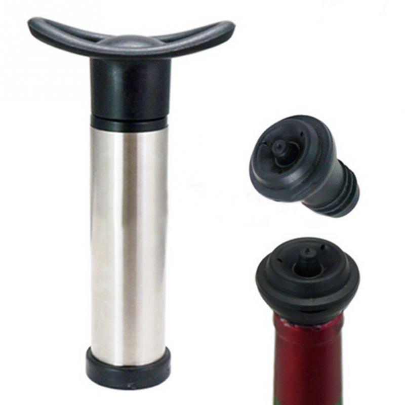 Rustfrit stål vinflaske vakuumbesparende forsegler drikke konserver bar pumpe 2 propper prop multifunktions bar værktøjer