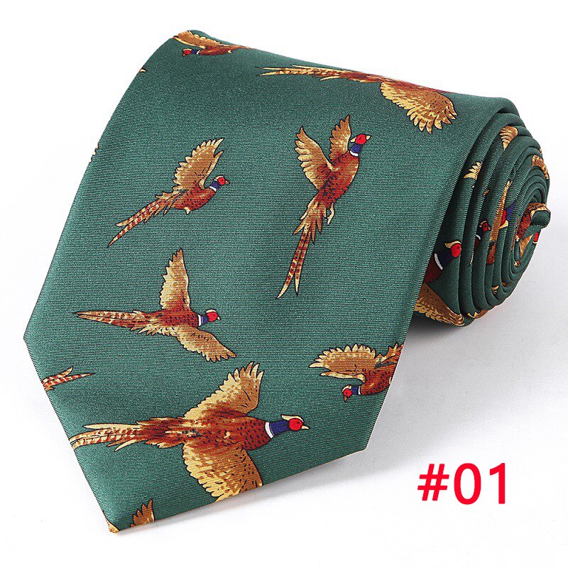 Luxury 10CM Mens Ties Golf Man Bird guitar dolphin printed Wide Neckties Hombre Gravata Ties For Men Classic Business Wedding: 01