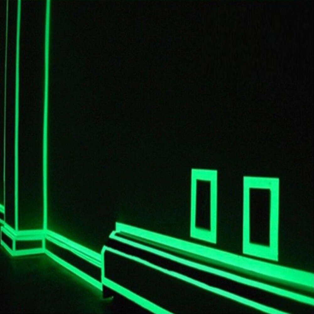 Cinta adhesiva fluorescente de noche luminosa de 2cm * 1m, autoadhesiva que brilla en la oscuridad, cinta de seguridad para hogar Decoración de advertencia