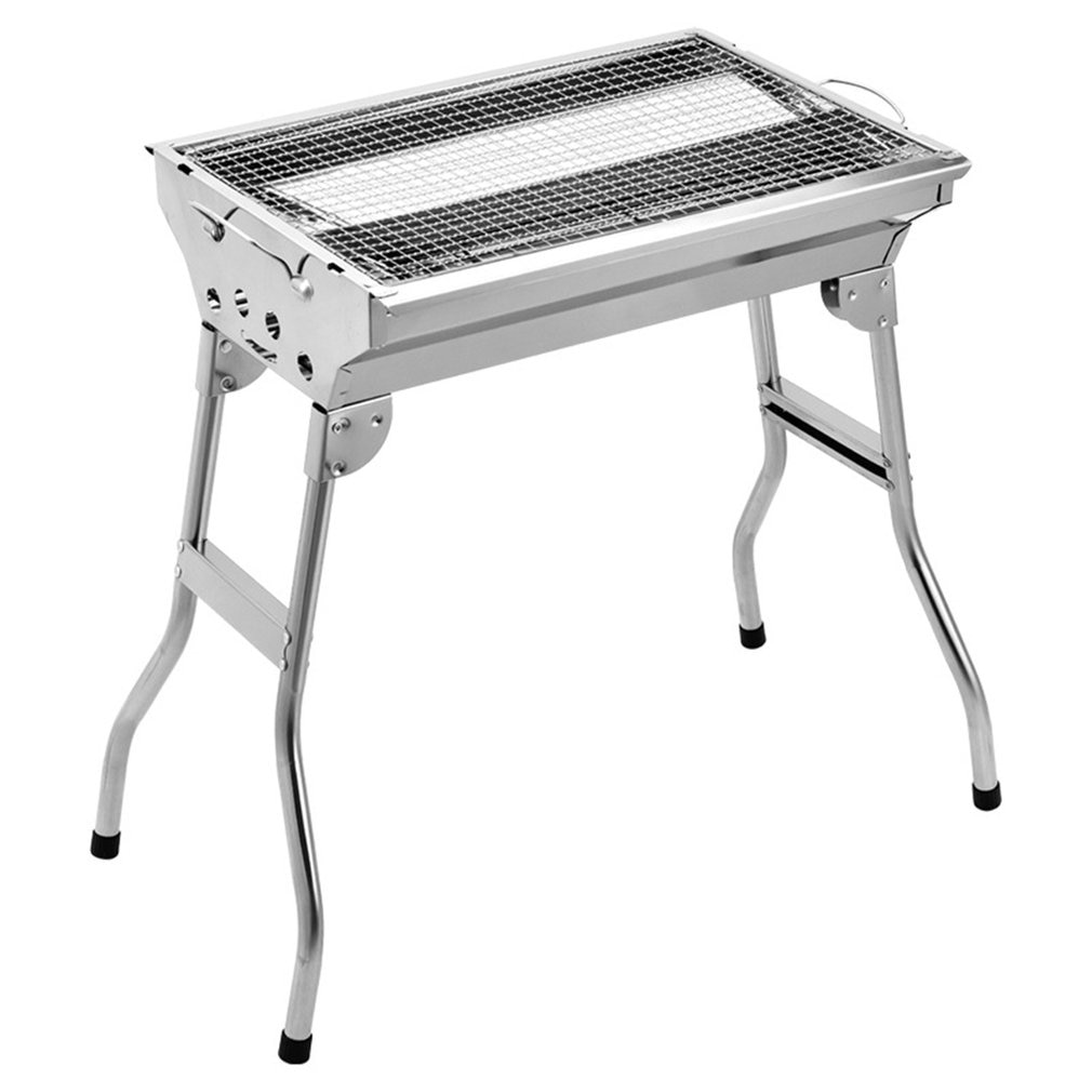 Rvs Houtskool Grill Barbecue Tool Draagbare Gratis Installatie Handvat Vouwen Bbq Koken Grid Voor Park