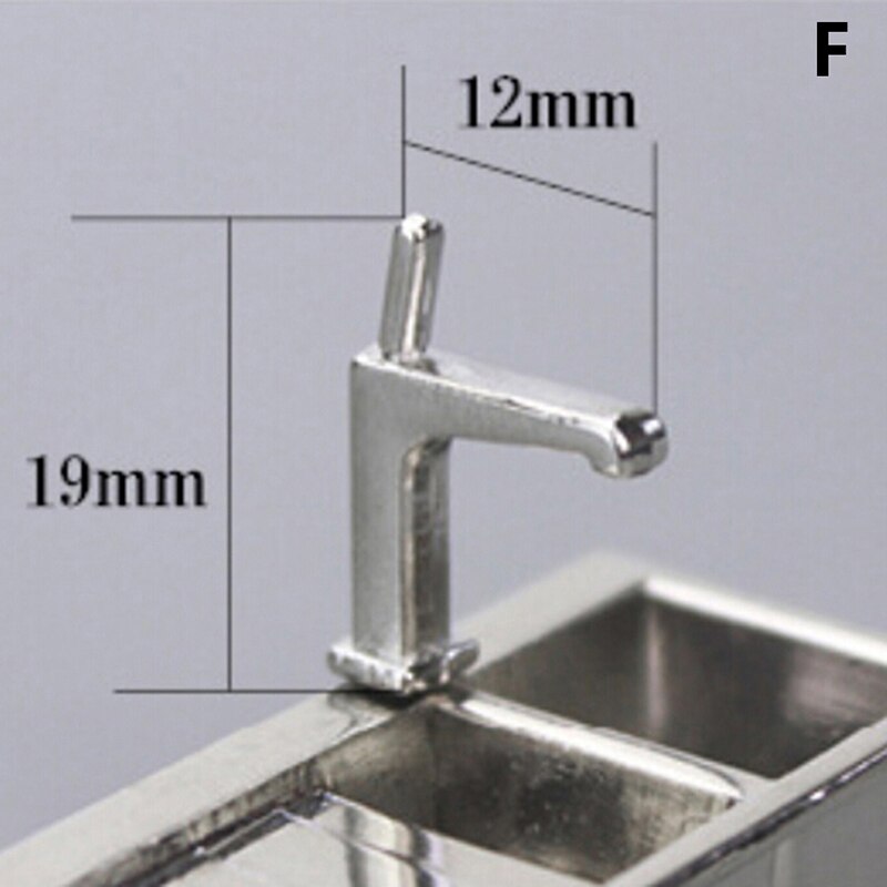 1/12 Dollhouse Mini Bad Kraan Simulatie Water Tap Model Meubels Speelgoed voor Poppenhuis Decoratie Miniatuur Accessoires: F