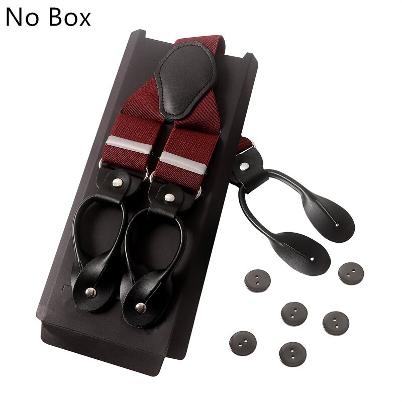 Vintage 3.5 Cm Wide Black Leather Suspenders Men Leather Button Suspenders Pant Braces Male Wedding Unisex Wear