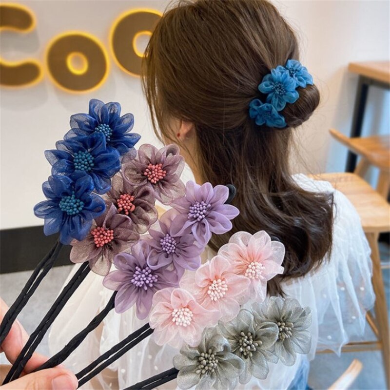 Jahrgang Hülse Perle Haarnadel Brötchen Frisur Haar Stock Frauen Elegante Haarband Blume Haar Hersteller Werkzeuge Haar Zubehör