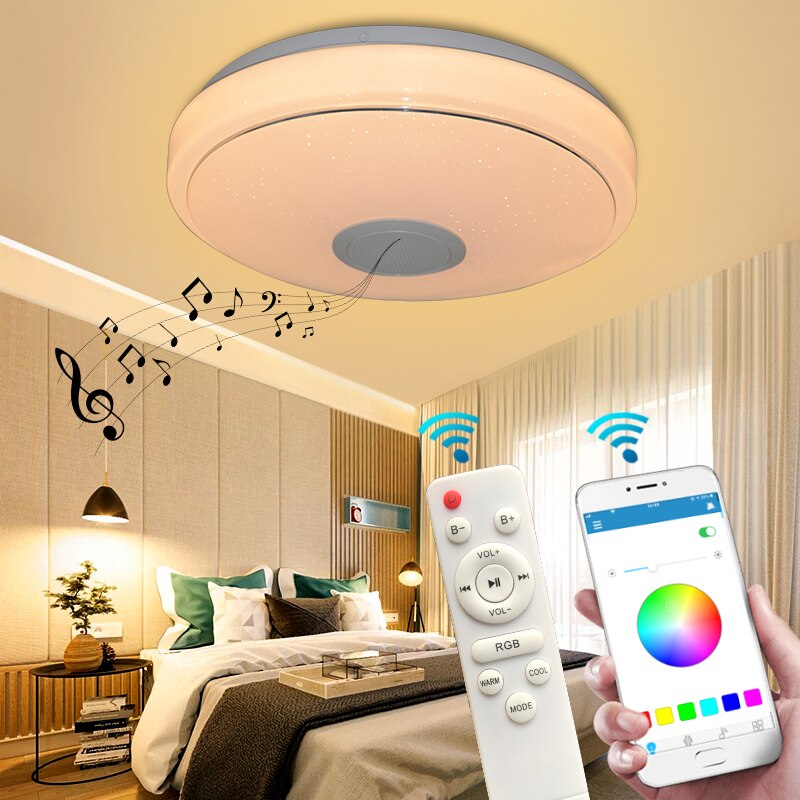 Sonmeen  bt33-1 moderne ledet taklamper hjemmebelysning app kontroll rgb bluetooth musikk lys soveromslamper smart taklampe