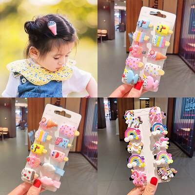 10 pçs/set novas meninas bonito dos desenhos animados sorvete frutas grampos de cabelo crianças doce barrettes grampos de cabelo bandana moda acessórios para o cabelo