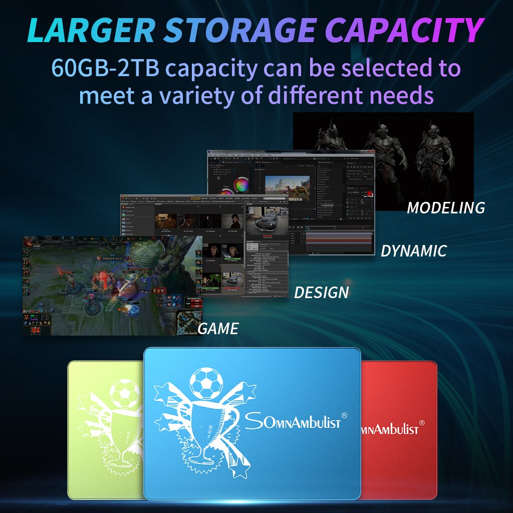 60GB 120GB 240GB 480GB 960GB 2TB 2.5 disco rigido SSD interno da 2.5 pollici