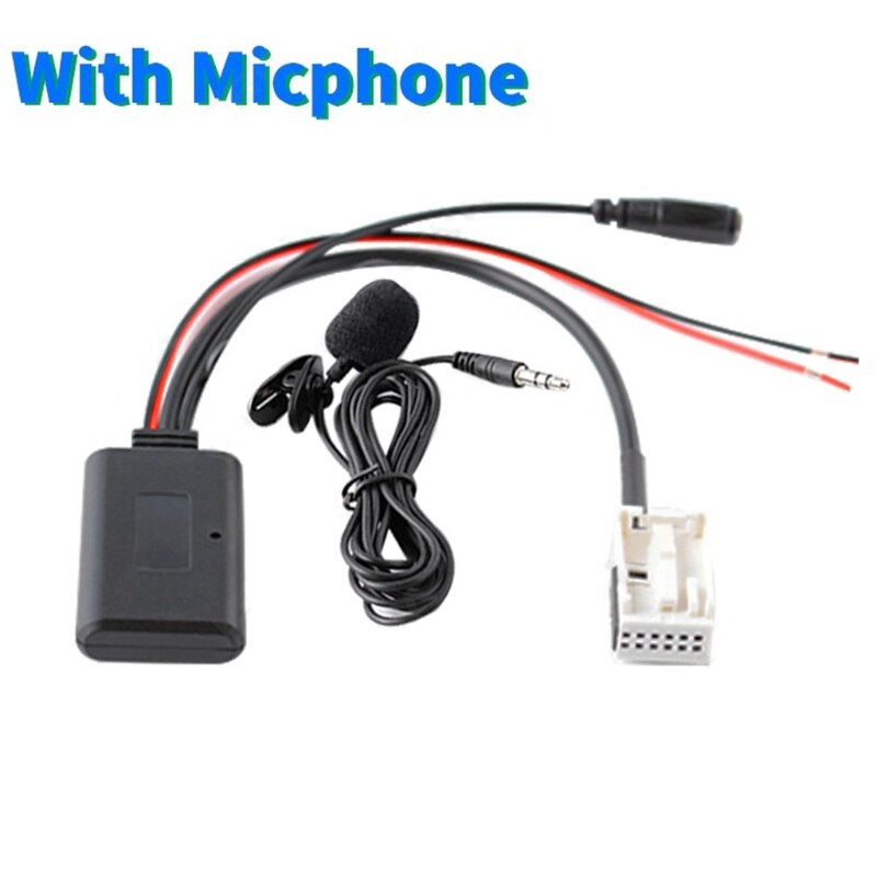 12Pin Aux Adapter Bluetooth Module MP3 Aux-In Draadloze Autoradio Stereo Aux Kabel Adapter Voor Peugeot: With Micphone