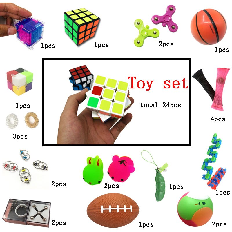 Combinatie 24 Stuks Extrusive-Oplossen Fidget Kinderen Speelgoed Diverse Stijlen Toy Set