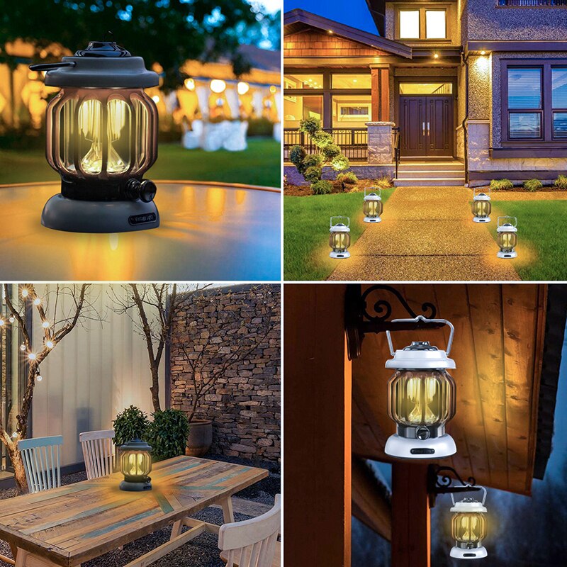retro turystyczna latarnia zewnętrzna metalowa dekoracyjna wodoodporna lampa stołowa akumulator ciepły biały wystrój latarnia robić ścieżki ogrodowej