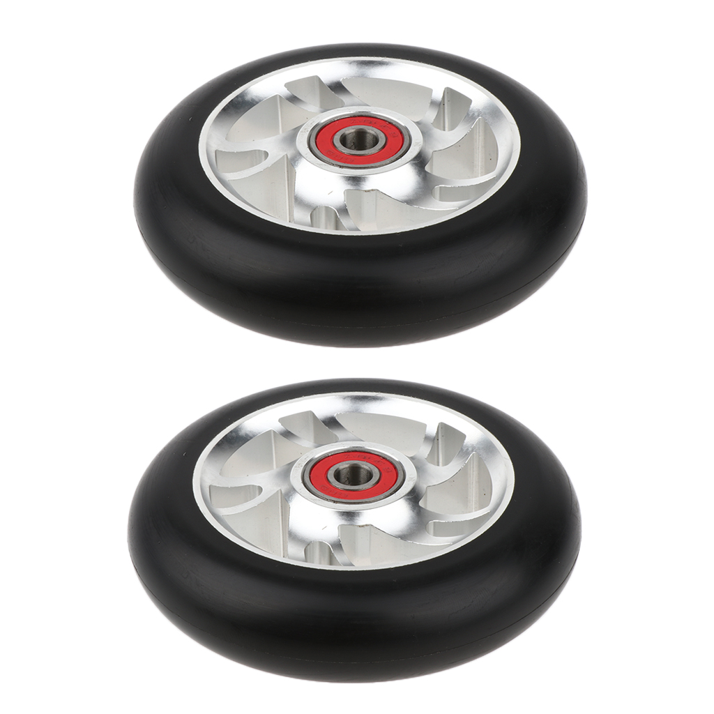 2pcs Replacement 100mm Push/Kick/Stunt Scooter Wheels with Bearings & Bushings Stunt Scooter Wheels Replacements