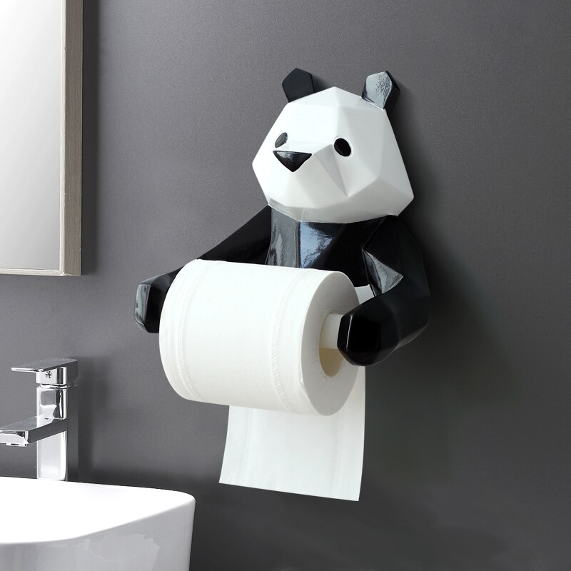 Nieuw Hars Panda Beeldje Wandmontage Rolling Papier Houder Punch Gratis Badkamer Decoratie TE889
