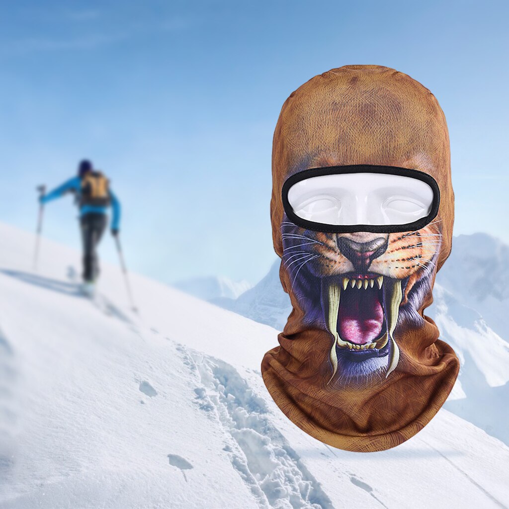 3D Cycling Ski Hat Balaclava Animal Full Face Cover Snow Gear Outdoor Soft: big cat 1