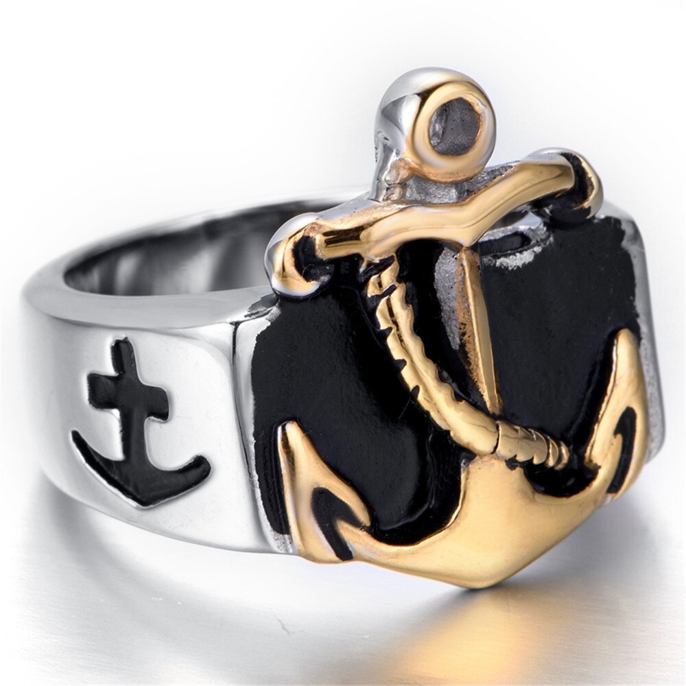 Neue Silber farbe Gold farbe Männer der Anker Marine nautisch Seemann Edelstahl Ring
